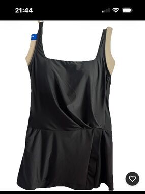 Sleek Black Swimdress with Skirted Hem